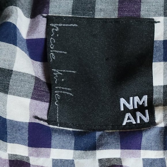 💚Nicole Miller NMAN Medium Shirt Plaid Button Up - Picture 3 of 6